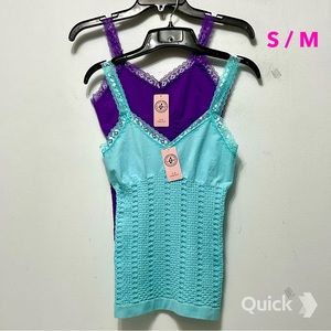 S / M - NWT 2 pcs Light Control Lace Trim Camisoles